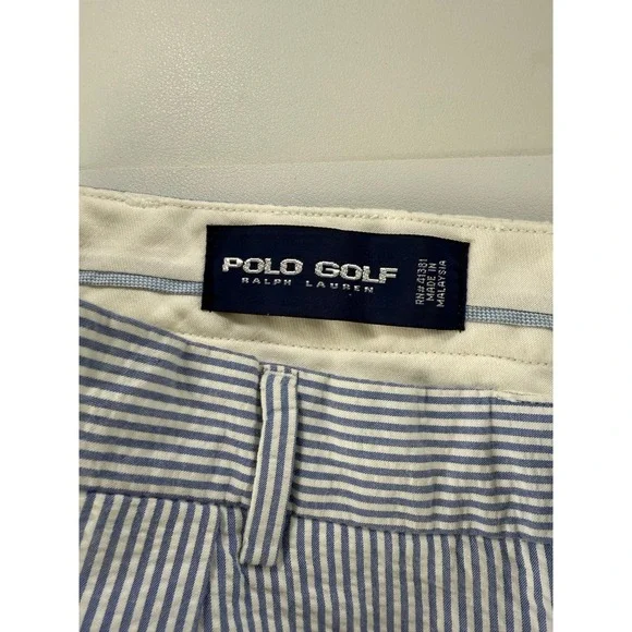 Polo Golf Ralph Lauren Seersucker Striped Pleated Shorts Mens Size 33 - Picture 2 of 7